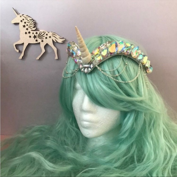 Unicorn Iridescent Gem Crown Headpiece - Picture 2 of 9